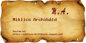 Miklics Archibáld névjegykártya