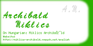 archibald miklics business card